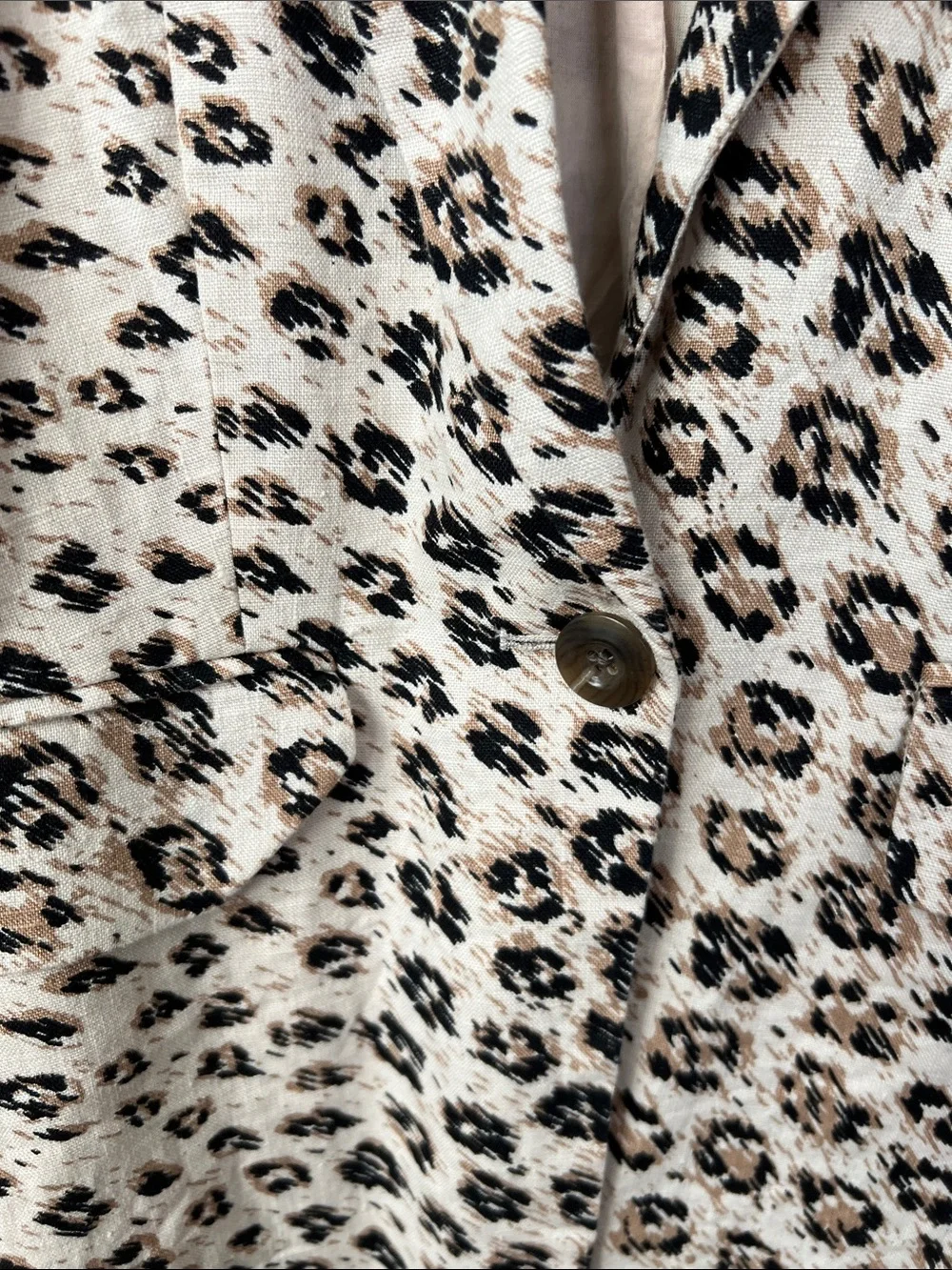 Joie Anilah Linen Leopard Animal Print MobWife Blazer Jacket Size 6